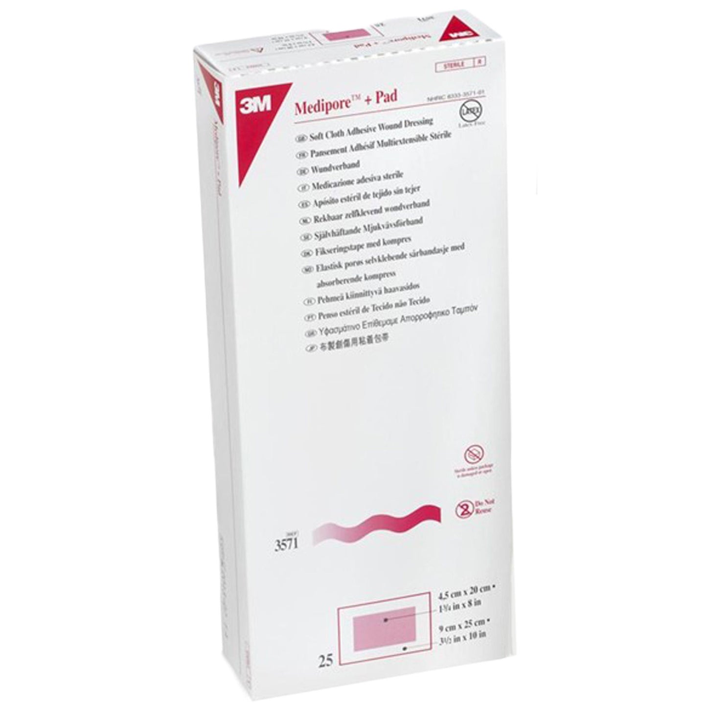 3M™ Medipore™ + Pad Soft Cloth Adhesive Dressing