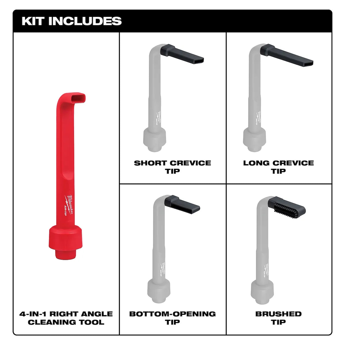 Milwaukee AIR-TIP 4-in-1 Right Angle Cleaning Tool 49-90-2026 | 6-Piece