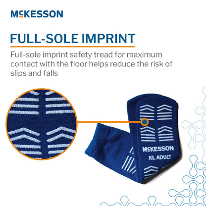 McKesson Slipper Socks, Single Tread, Extra Large, Dark Blue