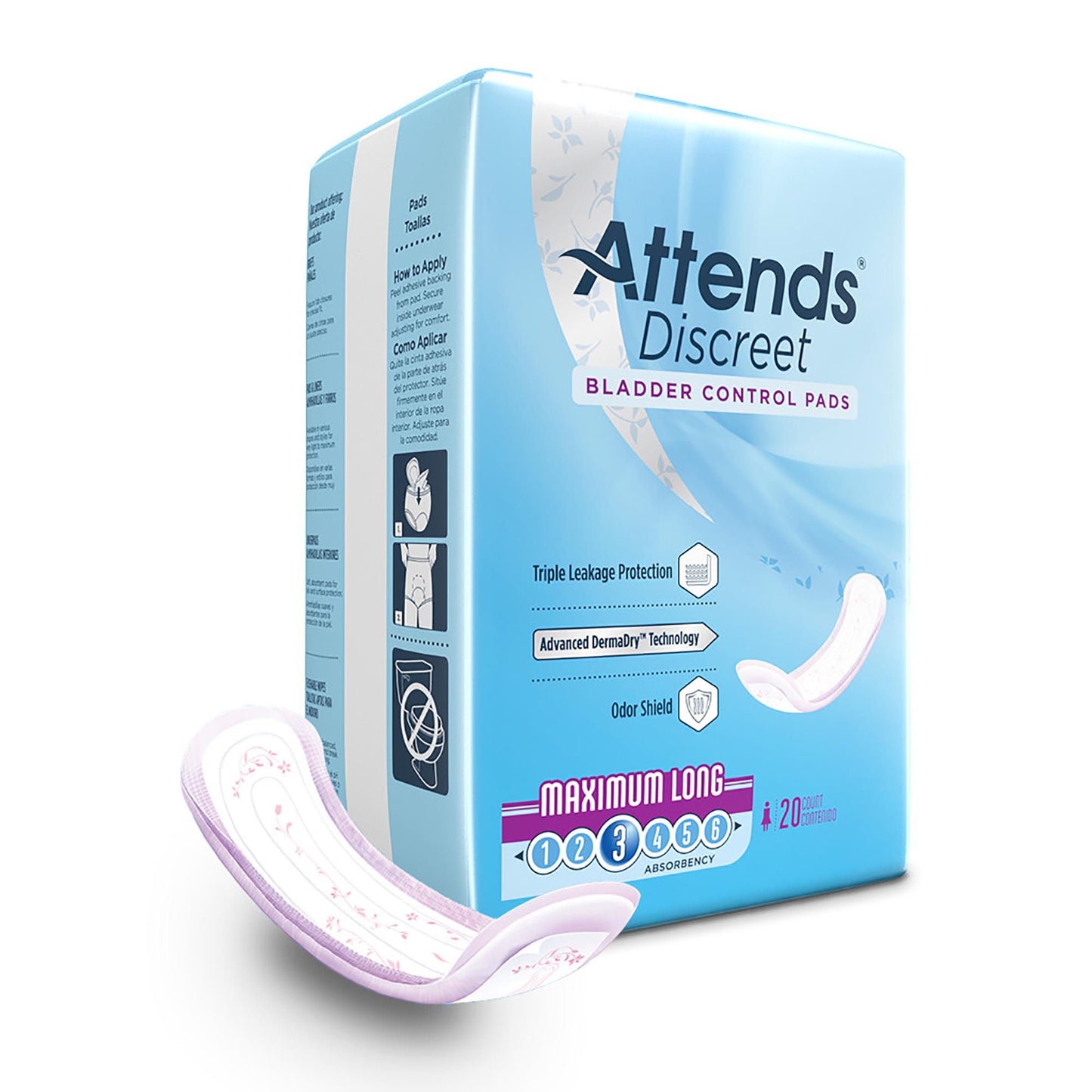Attends® Discreet Women's Maximum Long Bladder Control Pad, 14.5-Inch Length