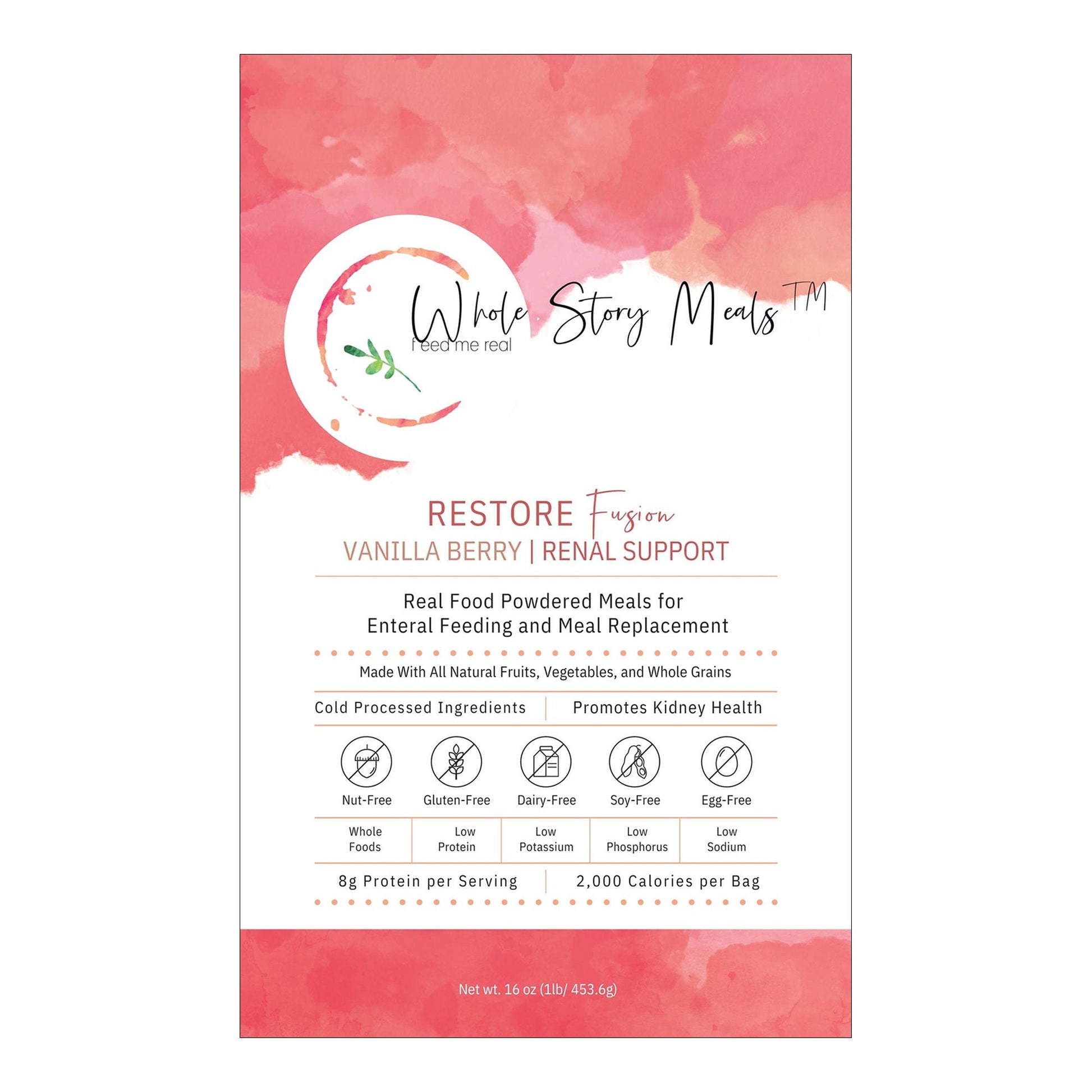Restore Fusion Renal Support Oral Supplement Vanilla Berry Flavor Powder Pouch