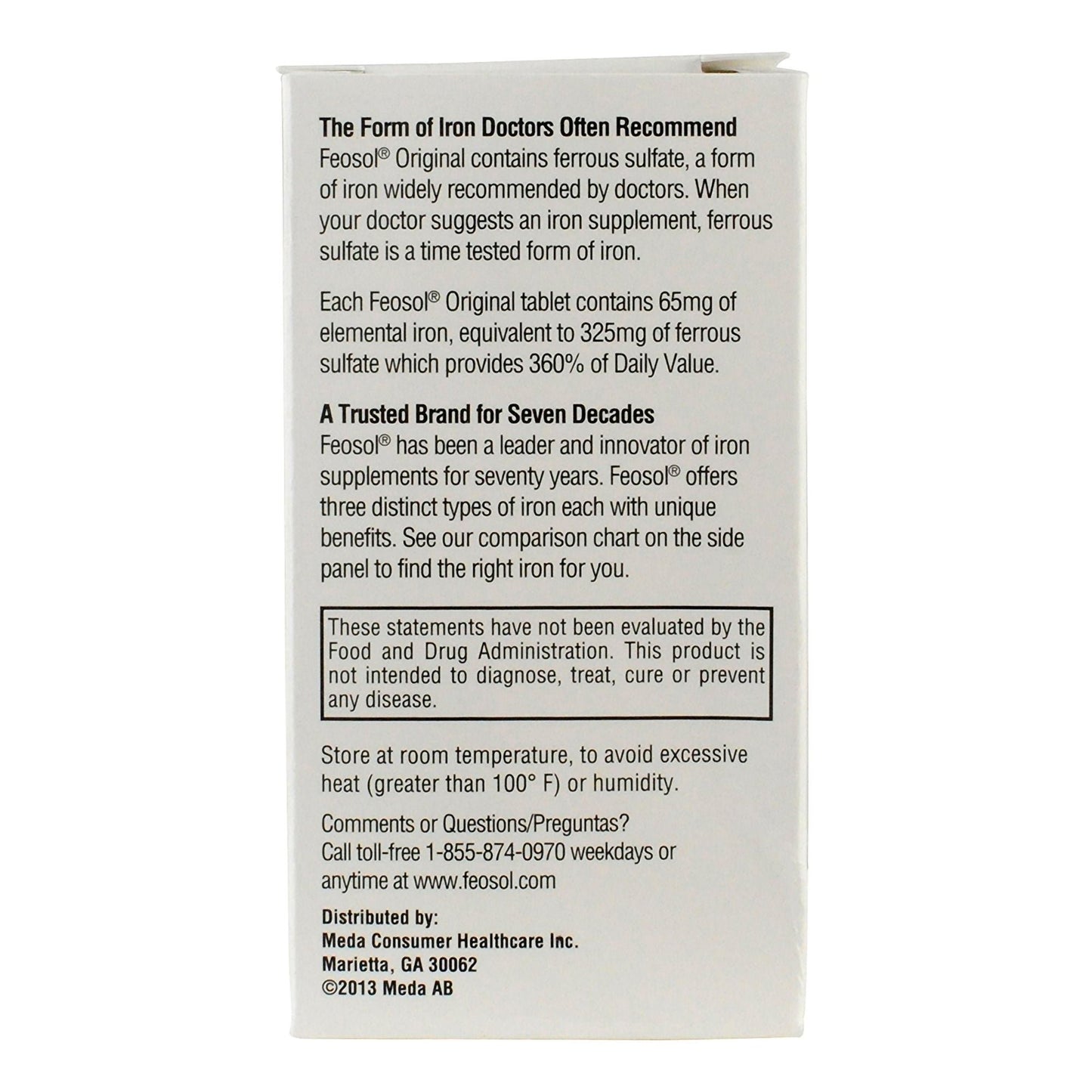 Feosol Ferrous Sulfate Iron Tablets Original
