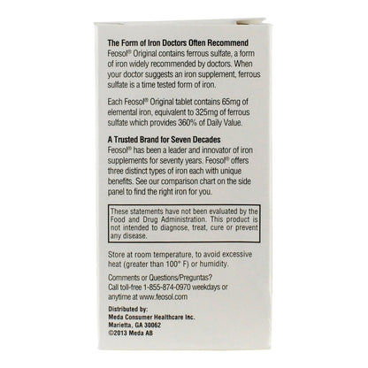 Feosol Ferrous Sulfate Iron Tablets Original