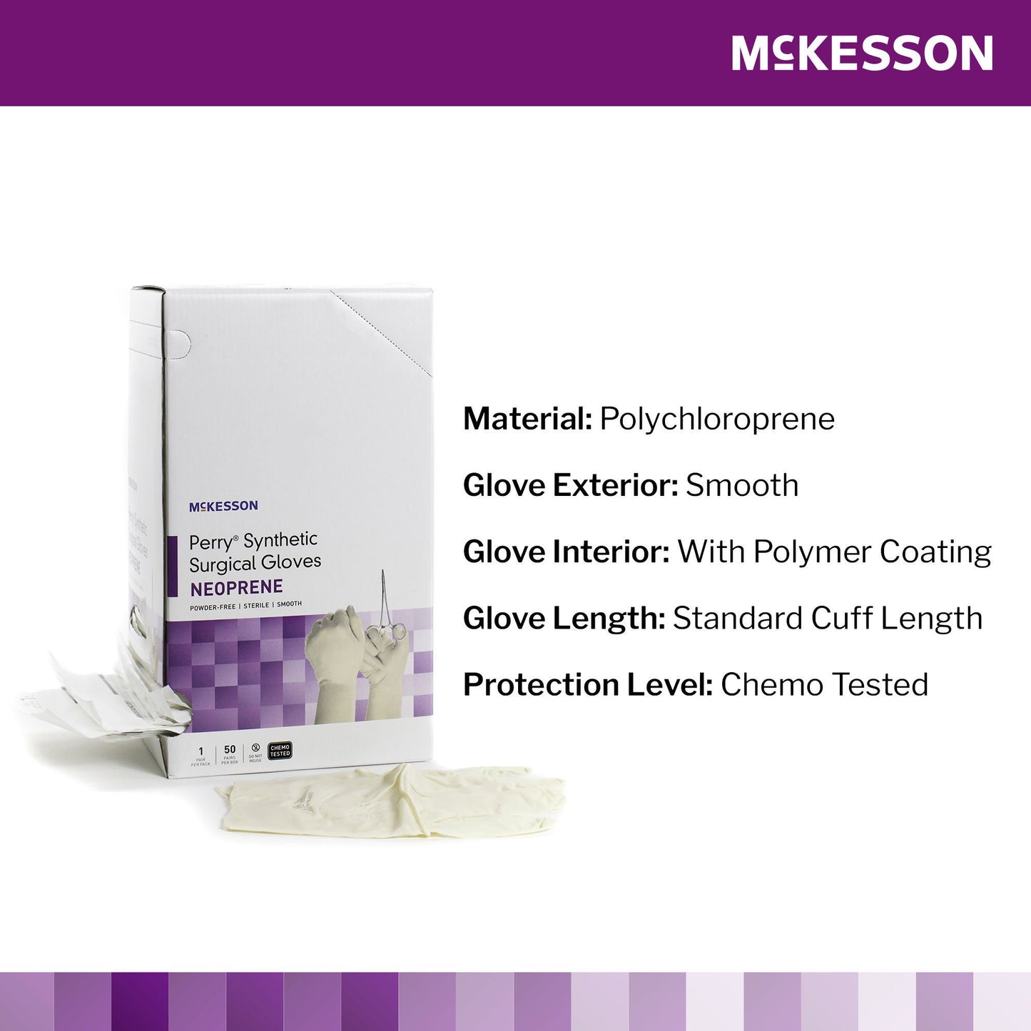 Sterile McKesson Perry® Synthetic Surgical Gloves Polychloroprene Surgical Gloves, Cream - view 3