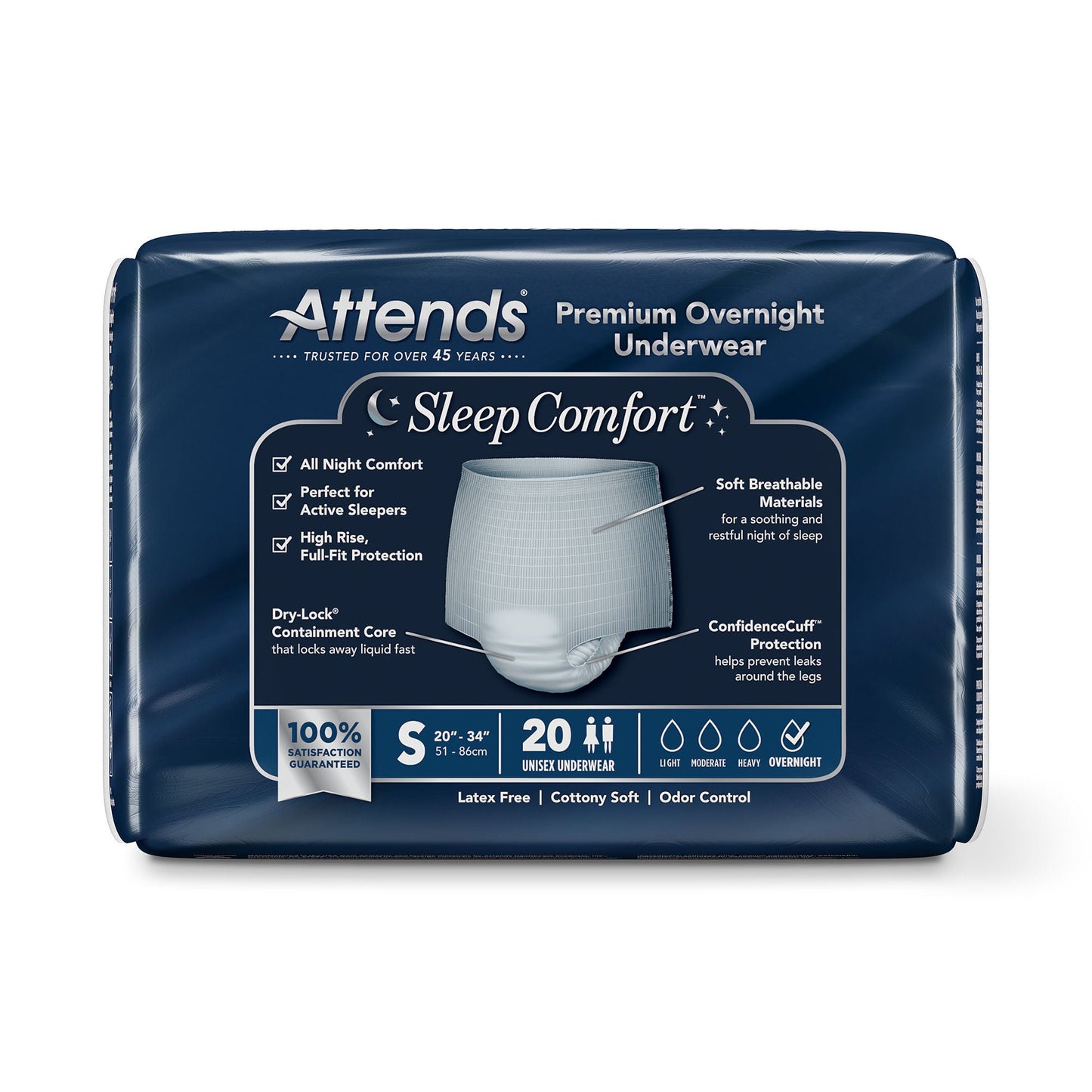 Attends® Sleep Comfort Premium Overnight Underwear, 20 – 34 Inches