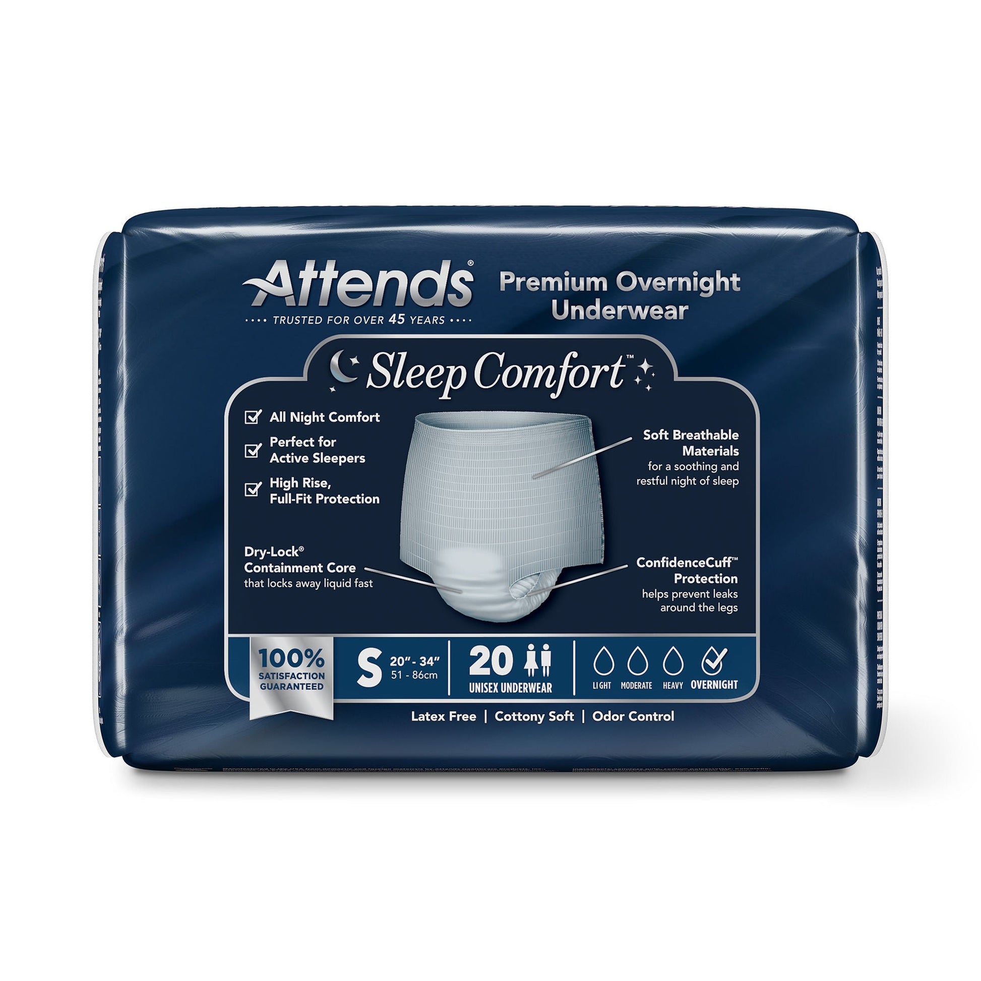 Attends® Sleep Comfort Premium Overnight Underwear, 20 – 34 Inches