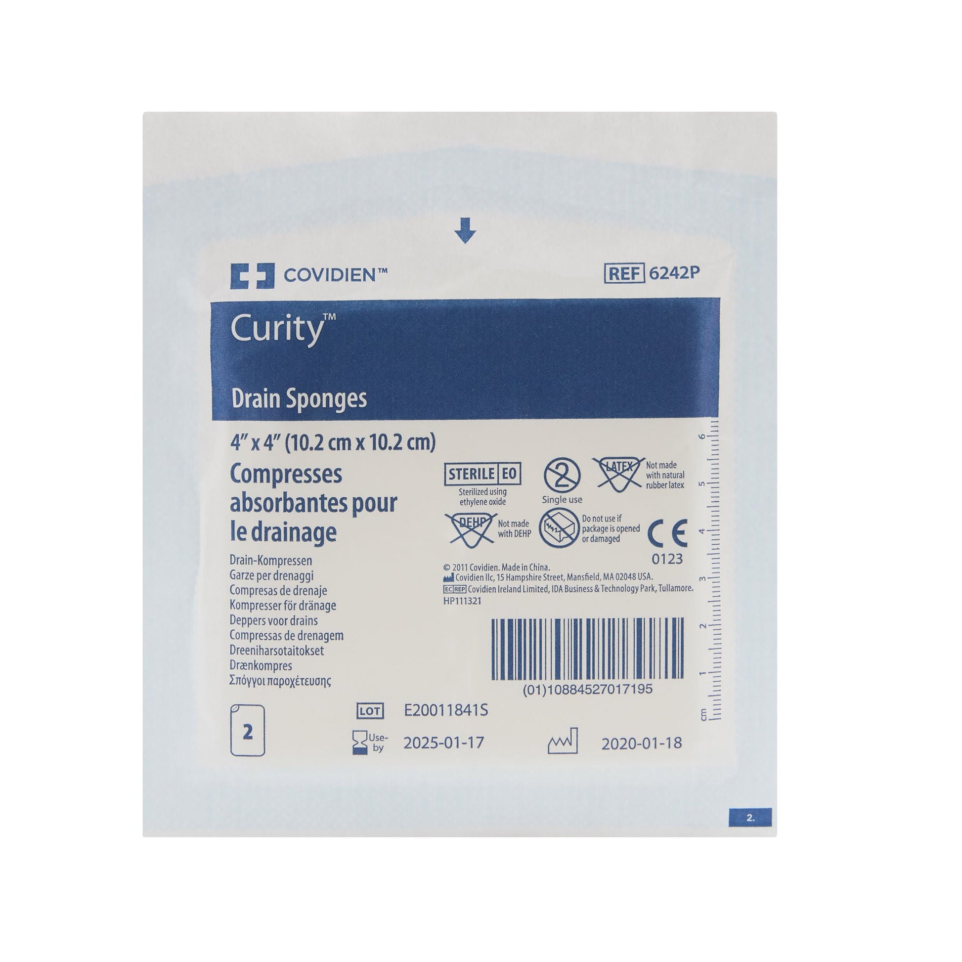 Curity™ Drain Sponge, Six-Ply