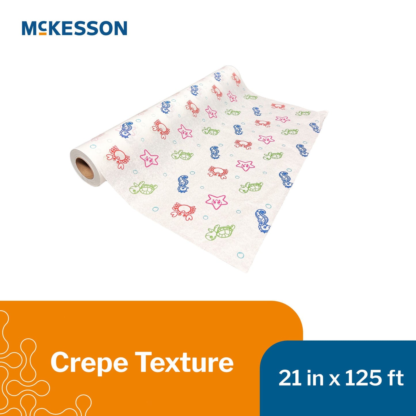 McKesson Table Paper 21 Inch Width 125 Foot Length Print (Sea Friends) Crepe