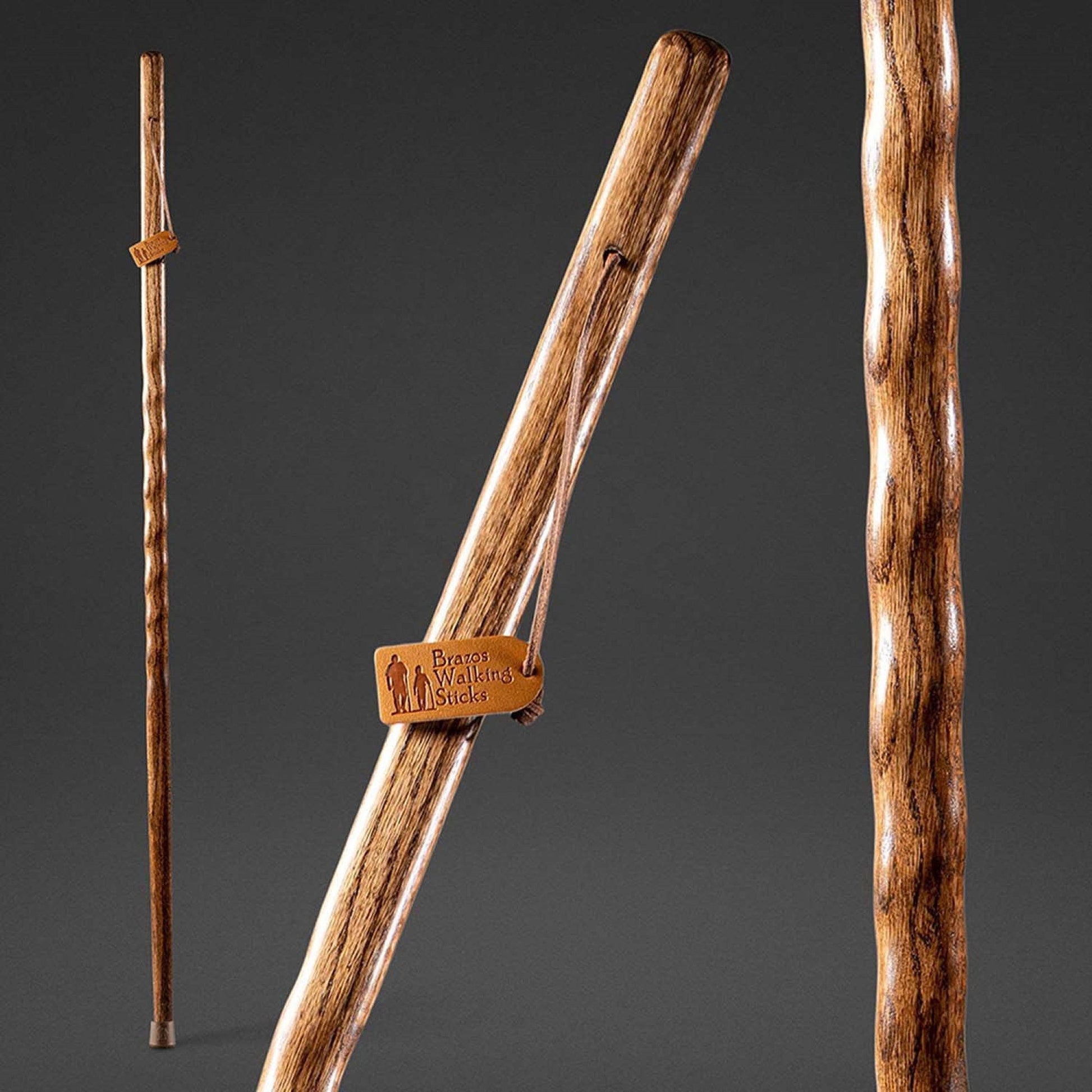Brazos™ Twisted Oak Hitchhiker Handcrafted Walking Stick, 58-Inch, Brown