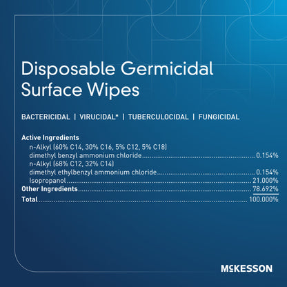McKesson Germicidal Large Surface Disinfectant Wipes, Canister, .