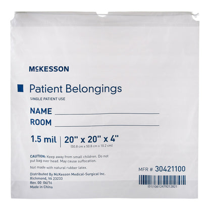 McKesson Patient Belongings Bag, White
