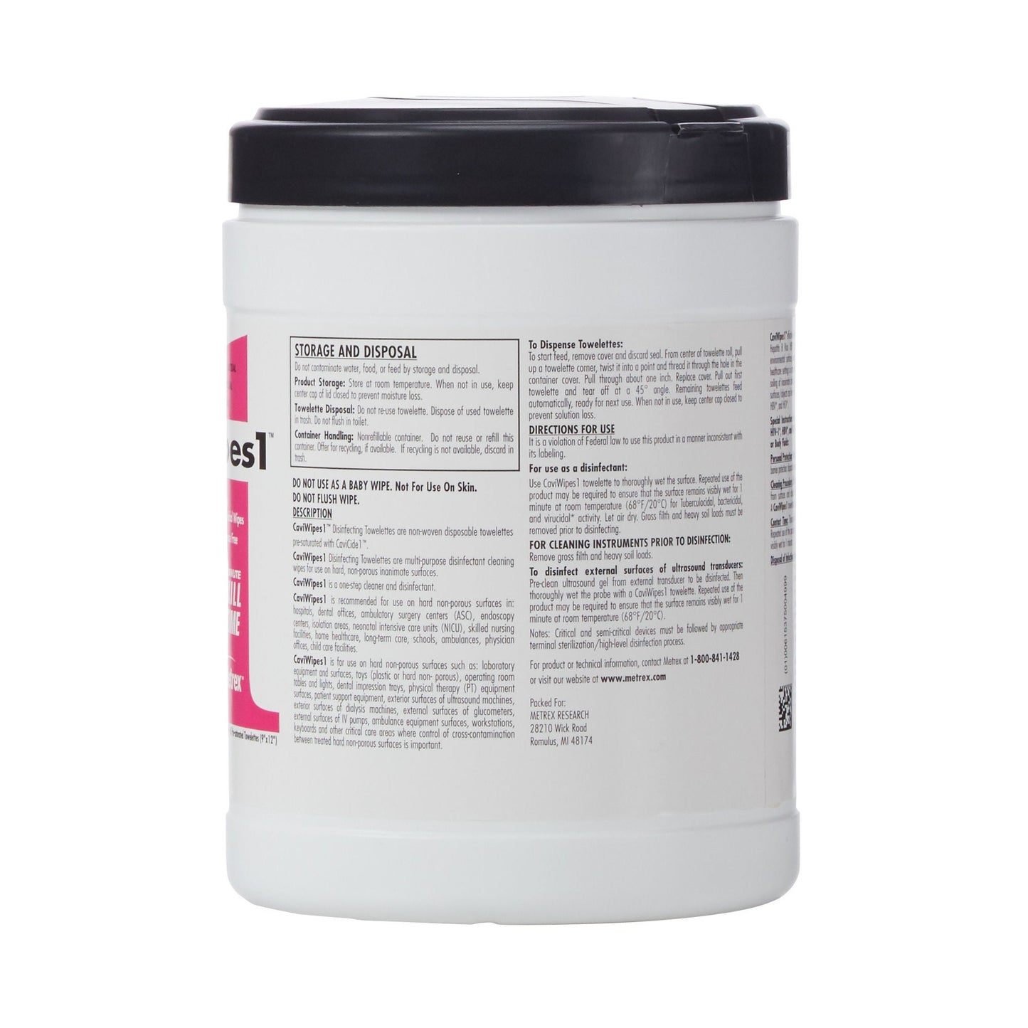 CaviWipes1 Surface Disinfectant, Alcohol Based, nonsterile, Disposable