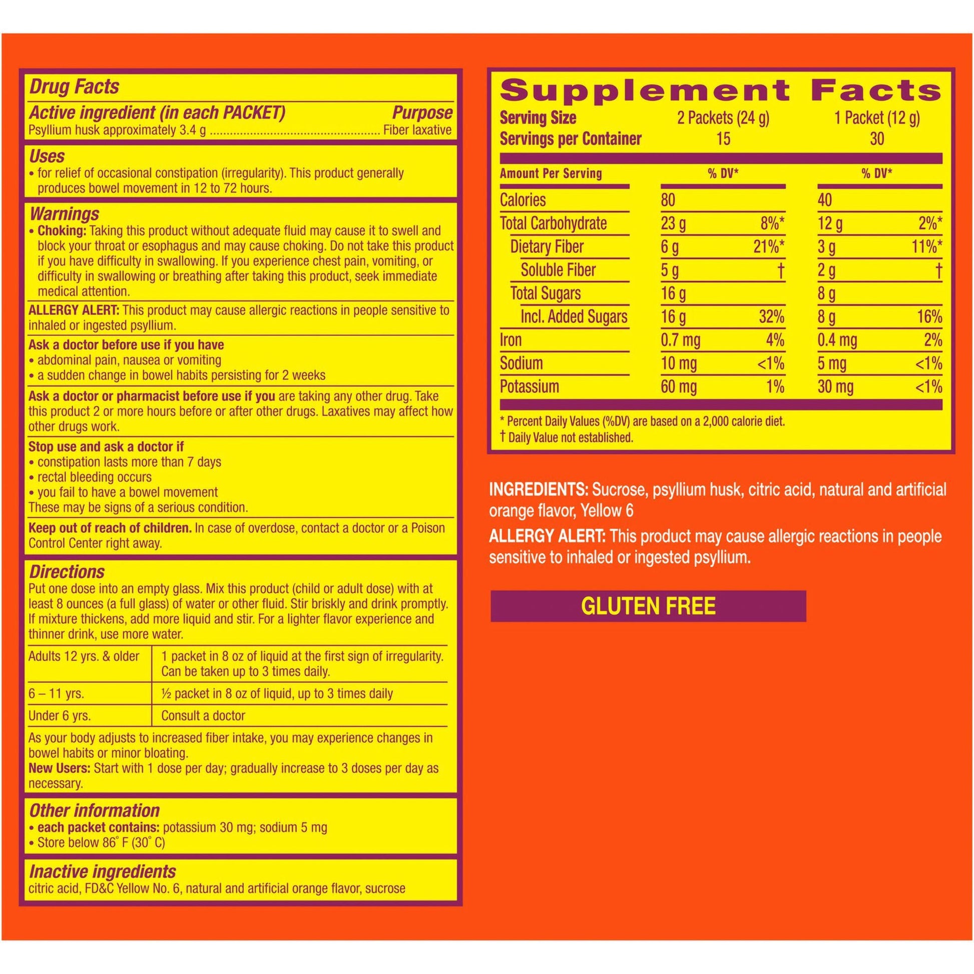 Metamucil® Psyllium Fiber Supplement On-the-Go! Orange