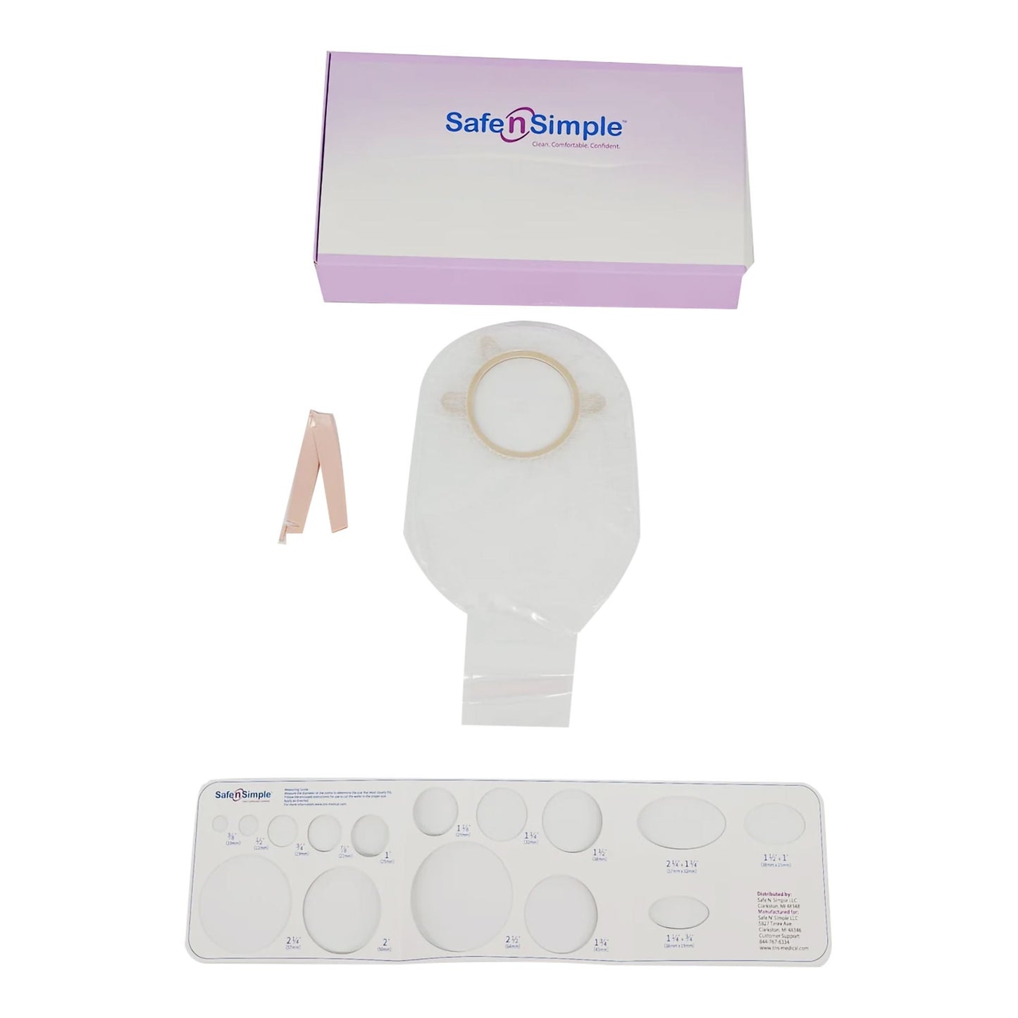 Ostomy Pouch Safe n Simple™ Two-Piece System 12 Inch Length Without Barrier Drainable