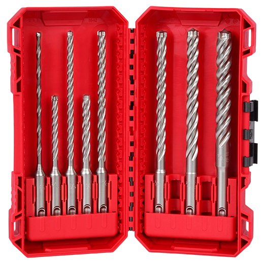 Milwaukee 8 PC SDS Plus MX4 4-Cutter Drill Bit Kit 48-20-7663 | 8-Piece, Solid Carbide