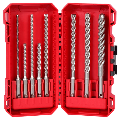 Milwaukee 8 PC SDS Plus MX4 4-Cutter Drill Bit Kit 48-20-7663 | 8-Piece, Solid Carbide