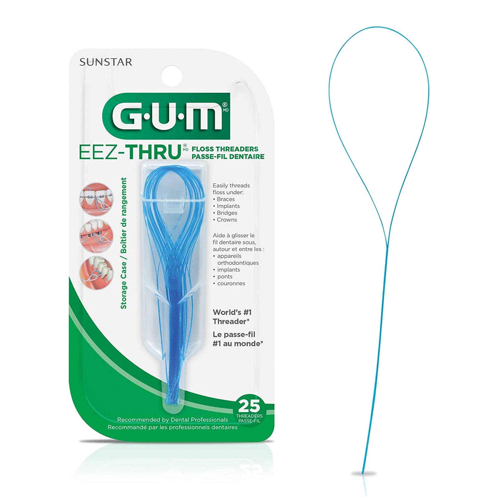 G·U·M EeZ-Thru Dental Floss Threader Satin Mint Flavor