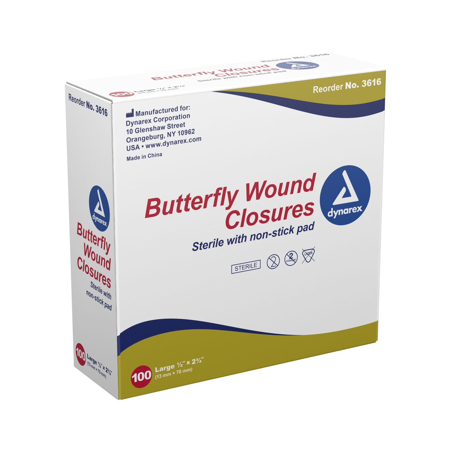 dynarex® Butterfly Wound Closure Strip, 0.5 by 2.75 Inches