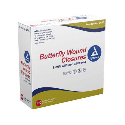 dynarex® Butterfly Wound Closure Strip, 0.5 by 2.75 Inches