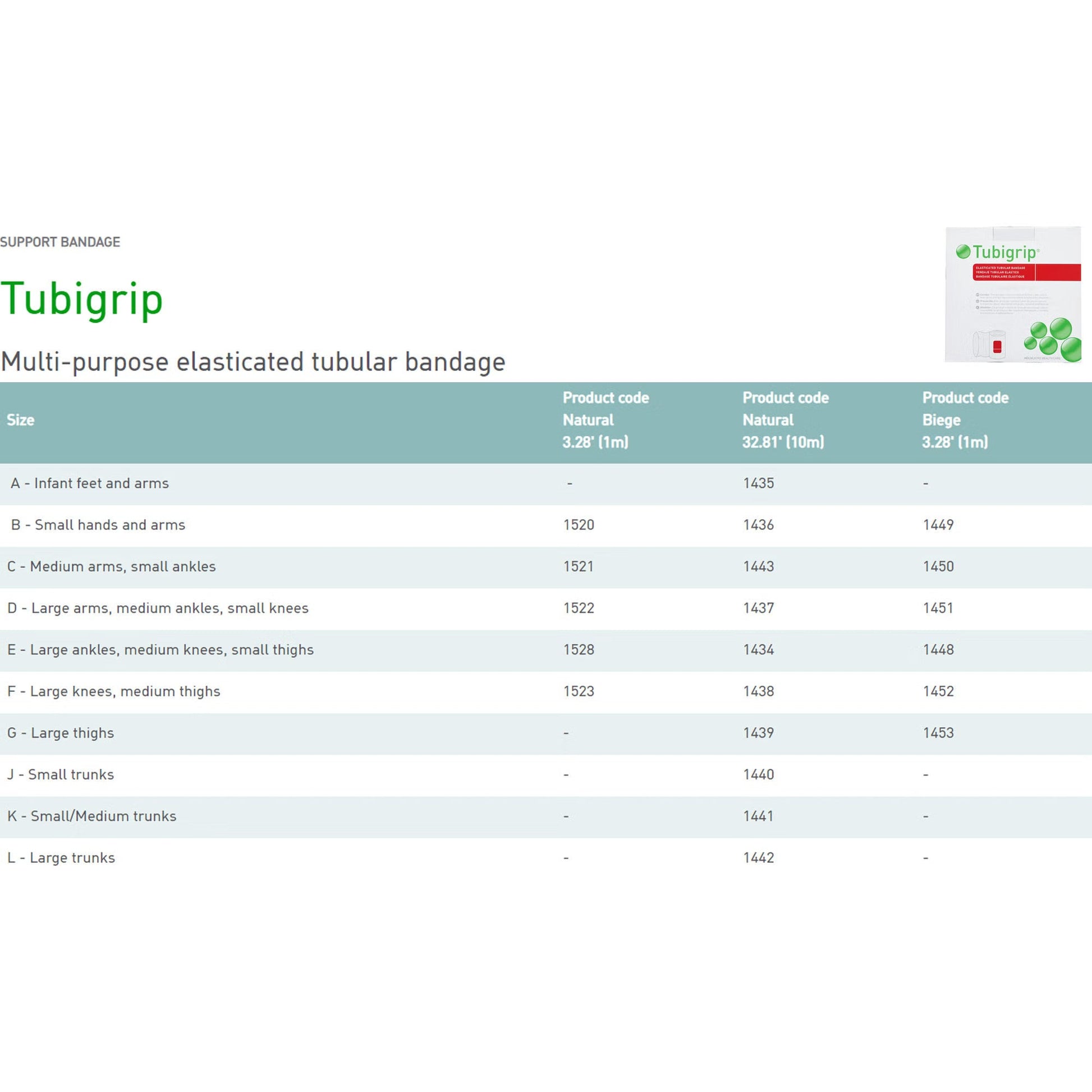 Tubigrip® Pull On Elastic Tubular Support Bandage, Size G