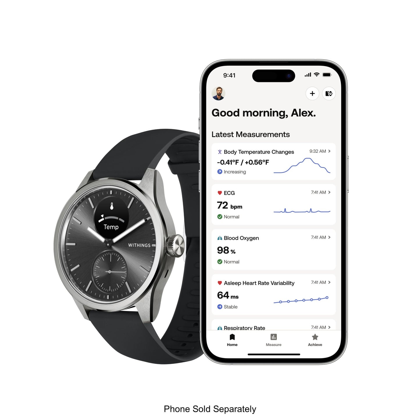 Withings ScanWatch 2 Smart Watch, 42mm, Black
