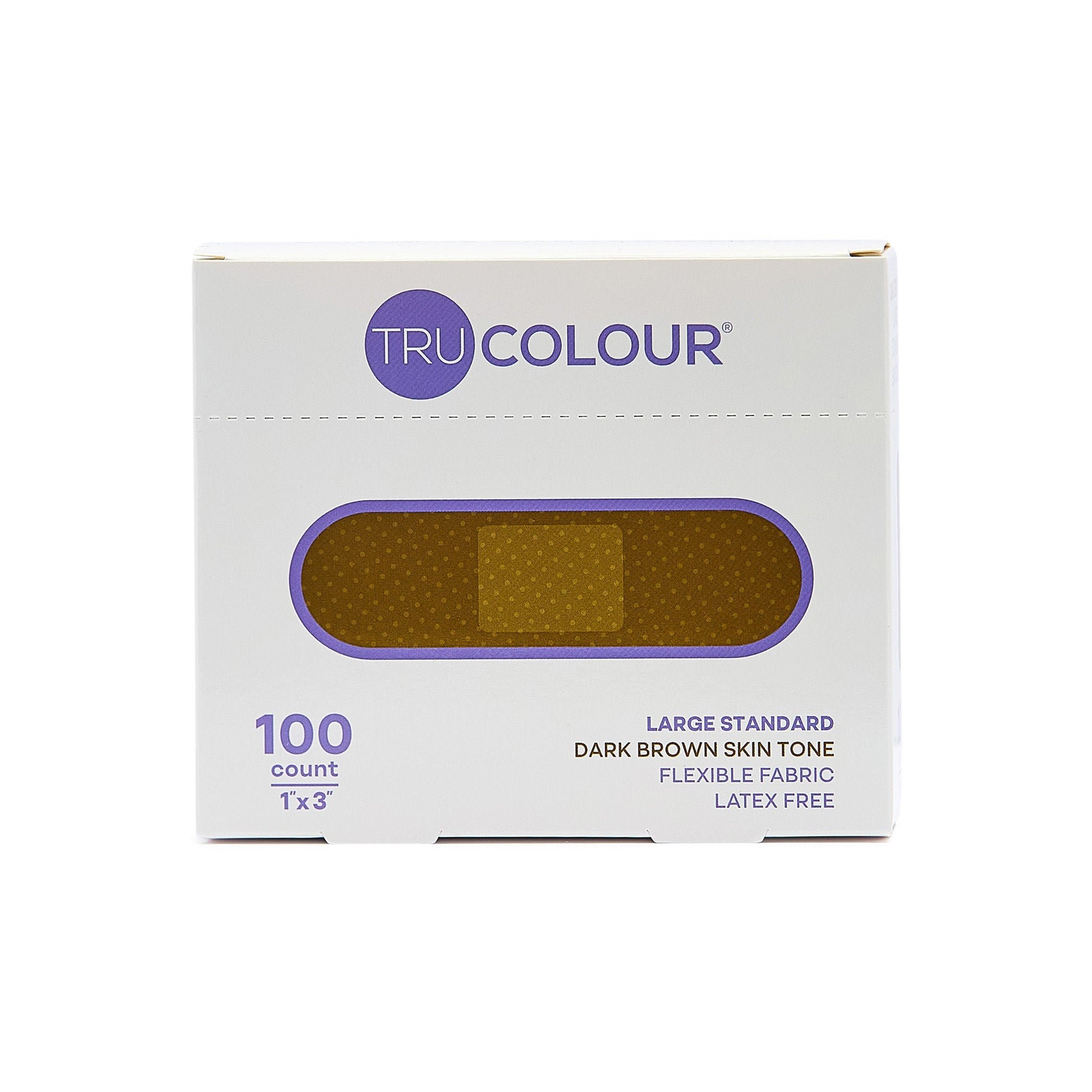 Tru-Colour Skin Tone Shade Fabric Bandage Adhesive Strip, Dark Brown