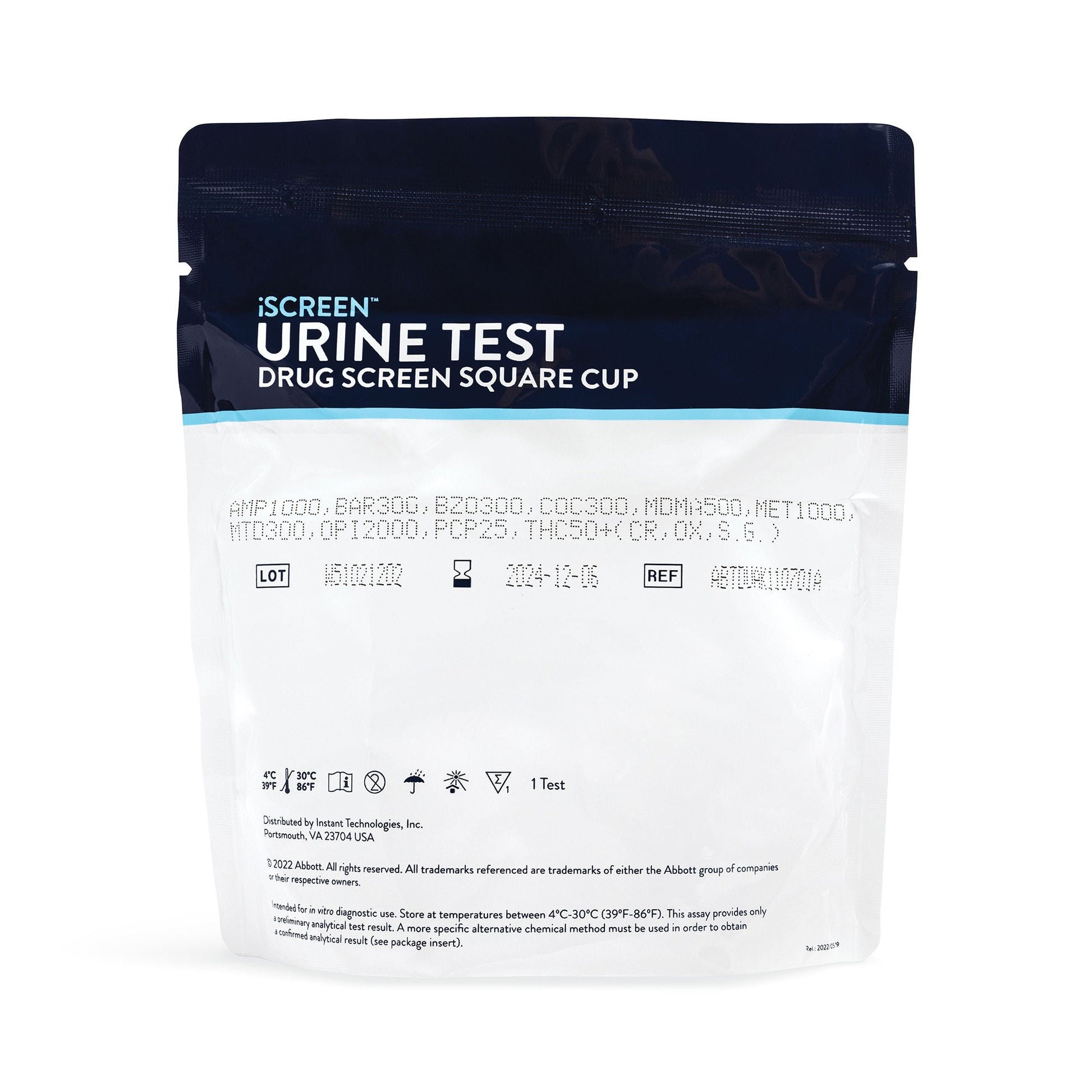 iScreen DX Drugs of Abuse Test Kit AMP, BAR, BZO, COC, mAMP/MET, MDMA, MTD, MOP(OPI300), OXY, PCP, THC, TCA, (CR, PH, SG) 25 Tests CLIA Waived