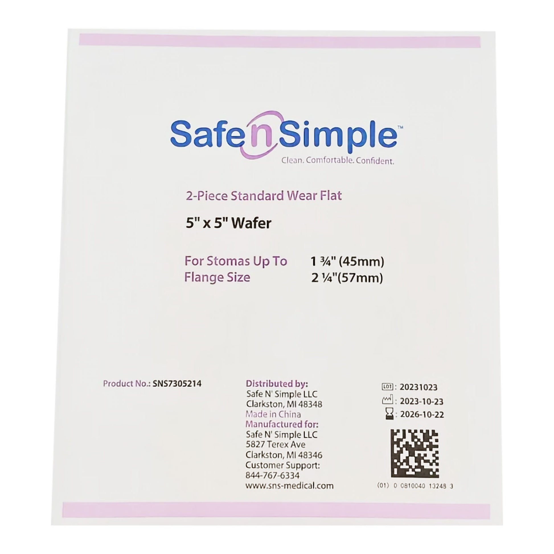 Safe n Simple Ostomy Barrier Trim to Fit, Standard Wear Flexible Tape Flange Up to 1-3/4 Inch Opening