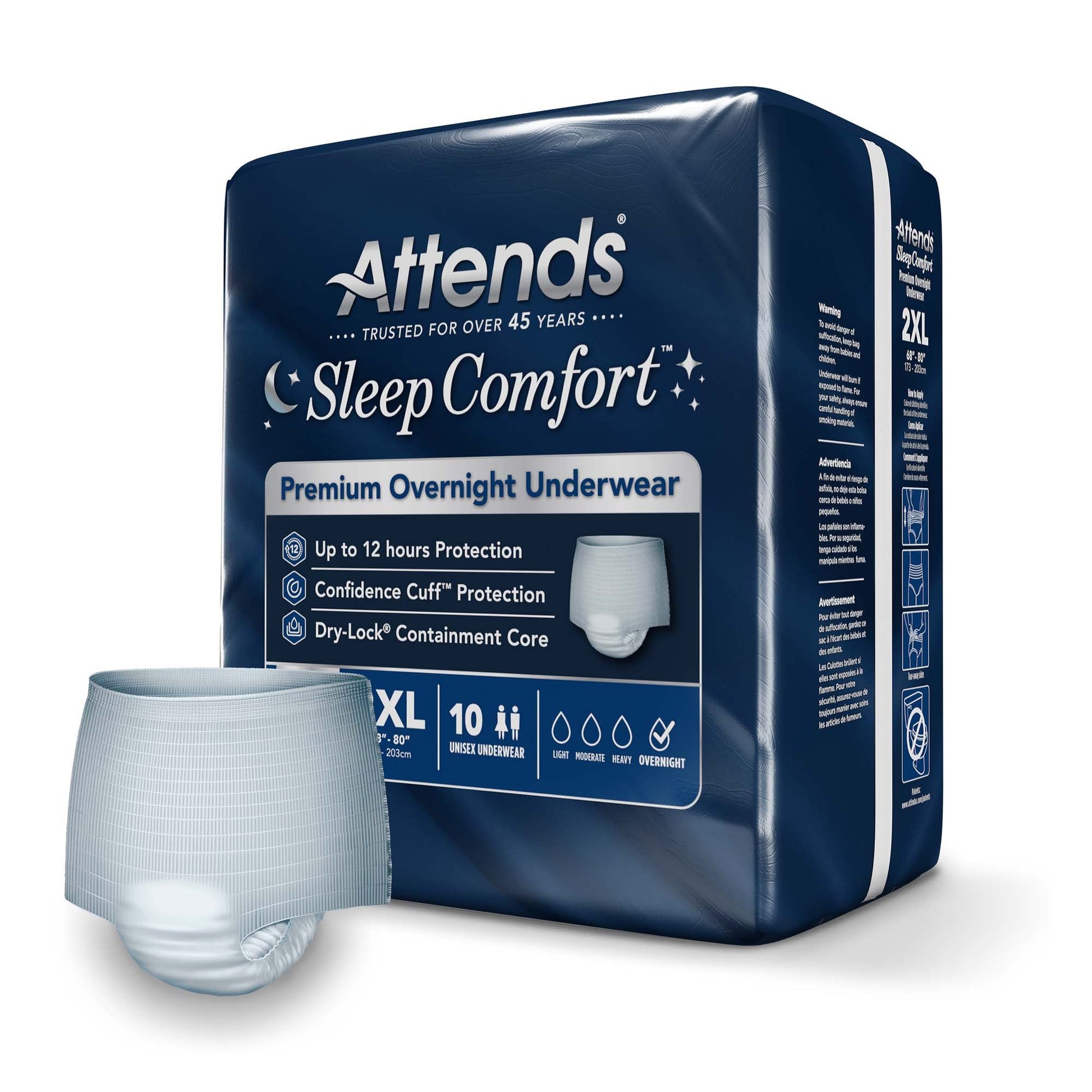 Attends® Sleep Comfort Premium Overnight Underwear, 68 – 80 Inches