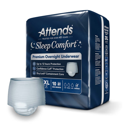 Attends® Sleep Comfort Premium Overnight Underwear, 68 – 80 Inches
