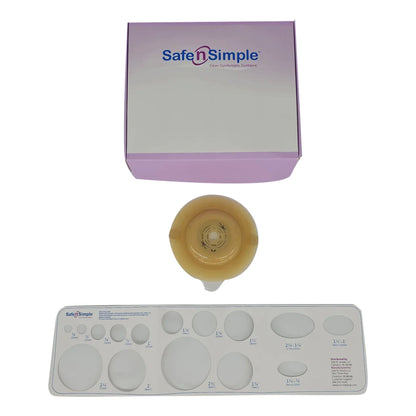 Safe n Simple Ostomy Barrier Trim to Fit, Standard Wear Adhesive Tape Collar Flange Up to 1-1/2 Inch Opening