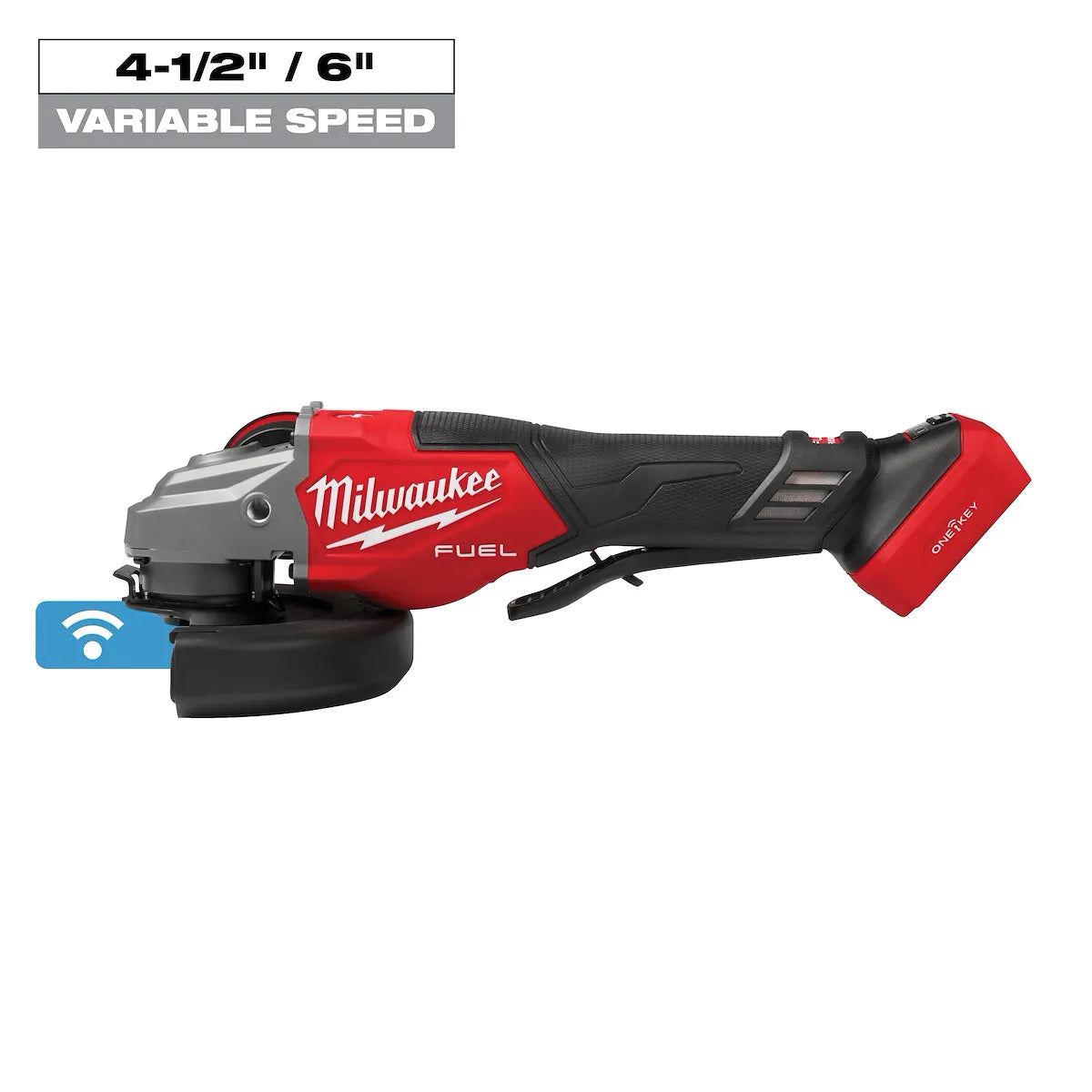 Milwaukee M18 FUEL 4-1/2"-6" Variable Speed Braking Grinder, Paddle Switch w/ ONE-KEY 3672-20 | M18 Battery, Glass Filled Nylon
