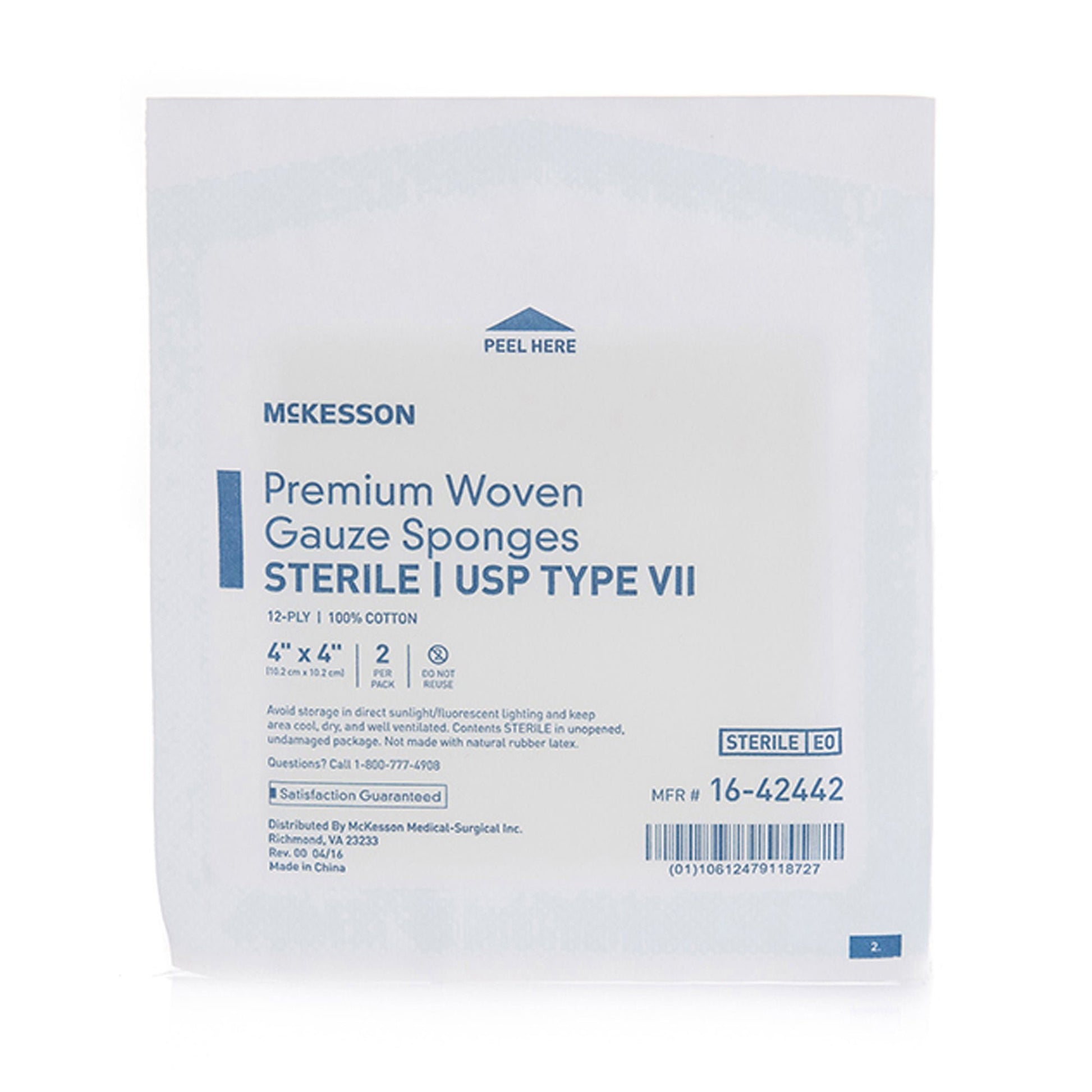 McKesson Sterile USP Type VII Gauze Sponge, 12-Ply