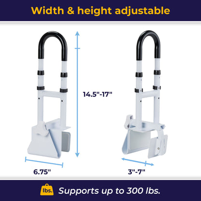 drive™ Clamp-On Tub Rail, White Steel, 14.5 – 17 Inch Height