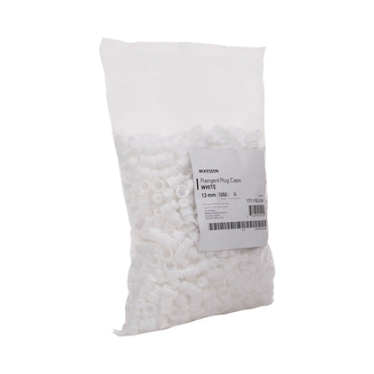 McKesson Flanged Plug Cap, White, Polyethylene, for Use with 13 mm Tubes