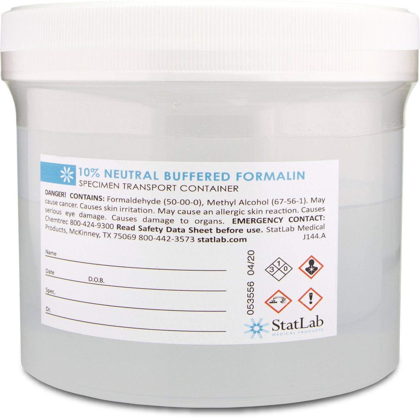 StatLab Prefilled Formalin Container, Fill in 1,000 mL
