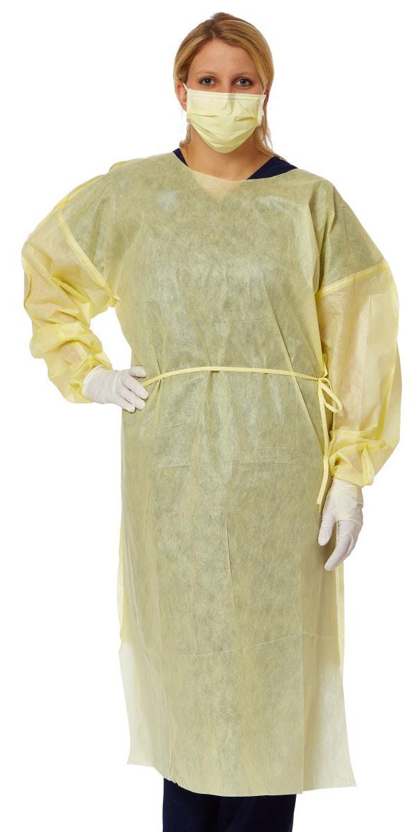 QuickComply Protective Procedure Gown X-Large Yellow NonSterile AAMI Level 2 Disposable