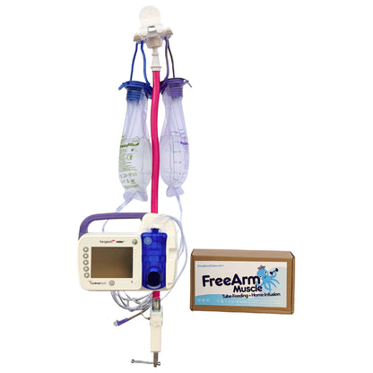 FreeArm Muscle Feeding Tube / Infusion Bag Holder Pink For Feeding Bags, Gravity Sryinges, Lightweight Feeding Pumps