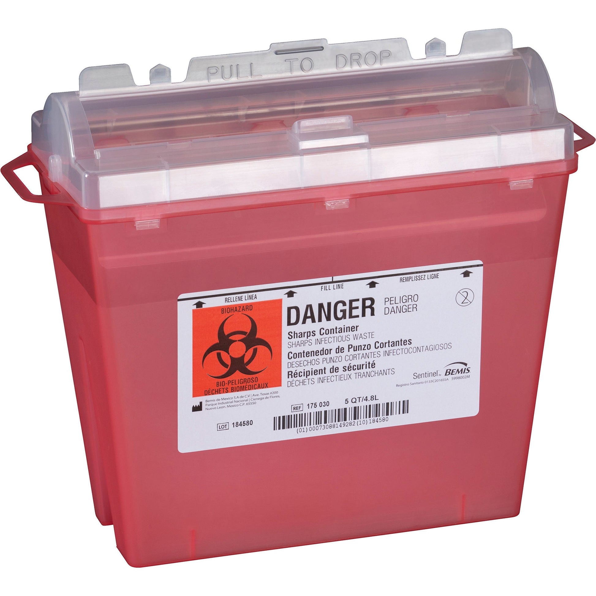 Bemis™ Sentinel Multi-purpose Sharps Container, 1.25 Gallon
