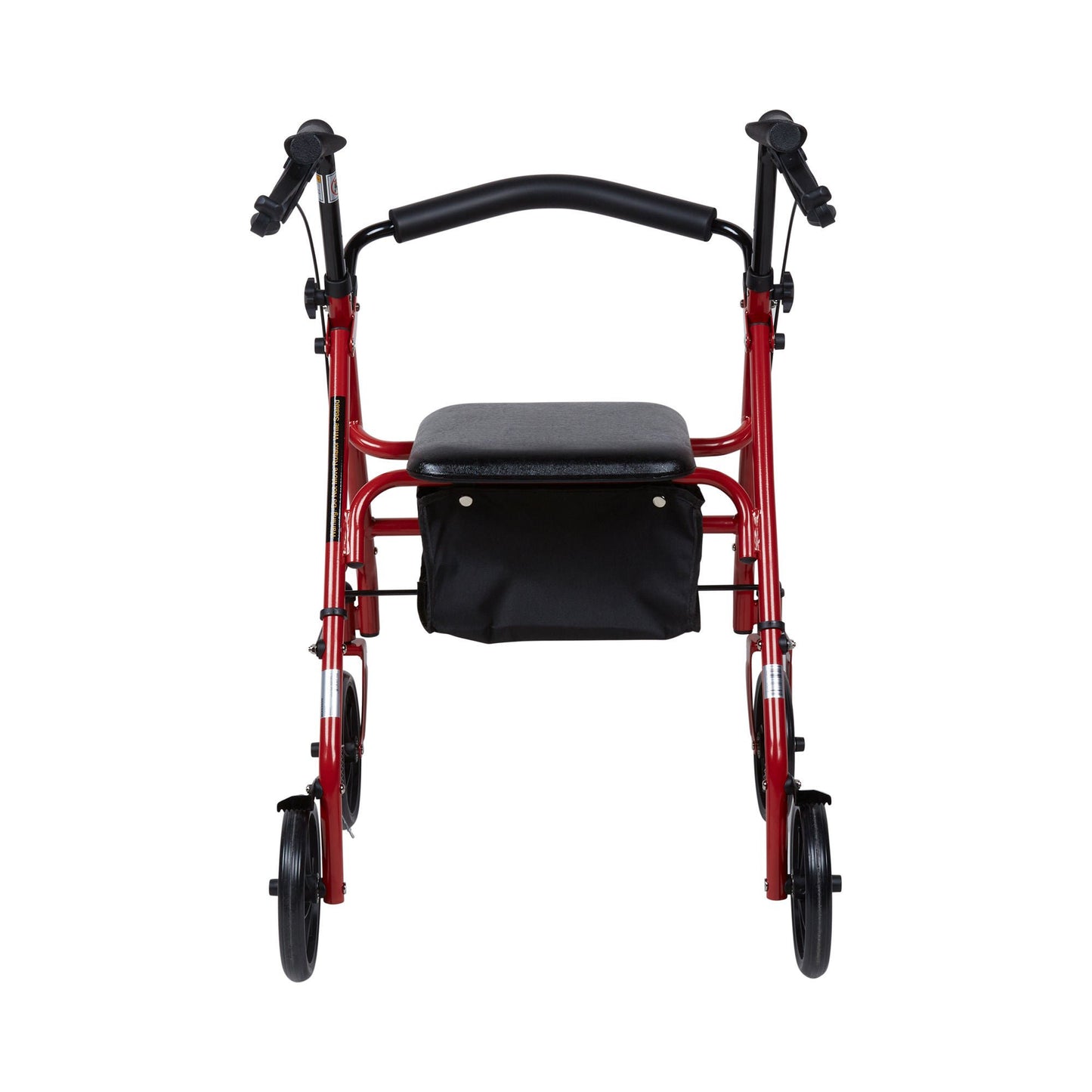 McKesson Folding Steel Four-Wheel Rollator, 12-Inch Seat Width, Red