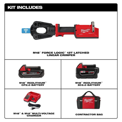 Milwaukee M18 FORCE LOGIC 12T Latched Linear Crimper 2878-20 | M18 Battery, Brushless