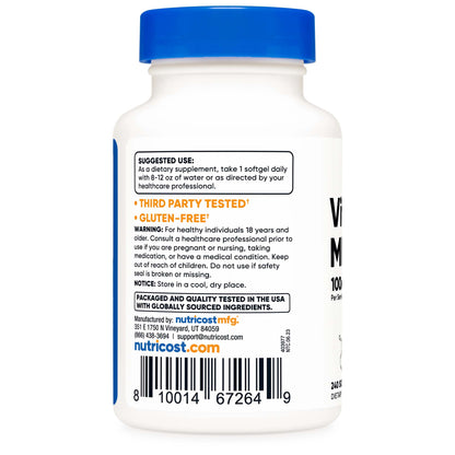 nutricost Dietary Supplement Vitamin K2 MK-7 100 mcg Strength Softgel