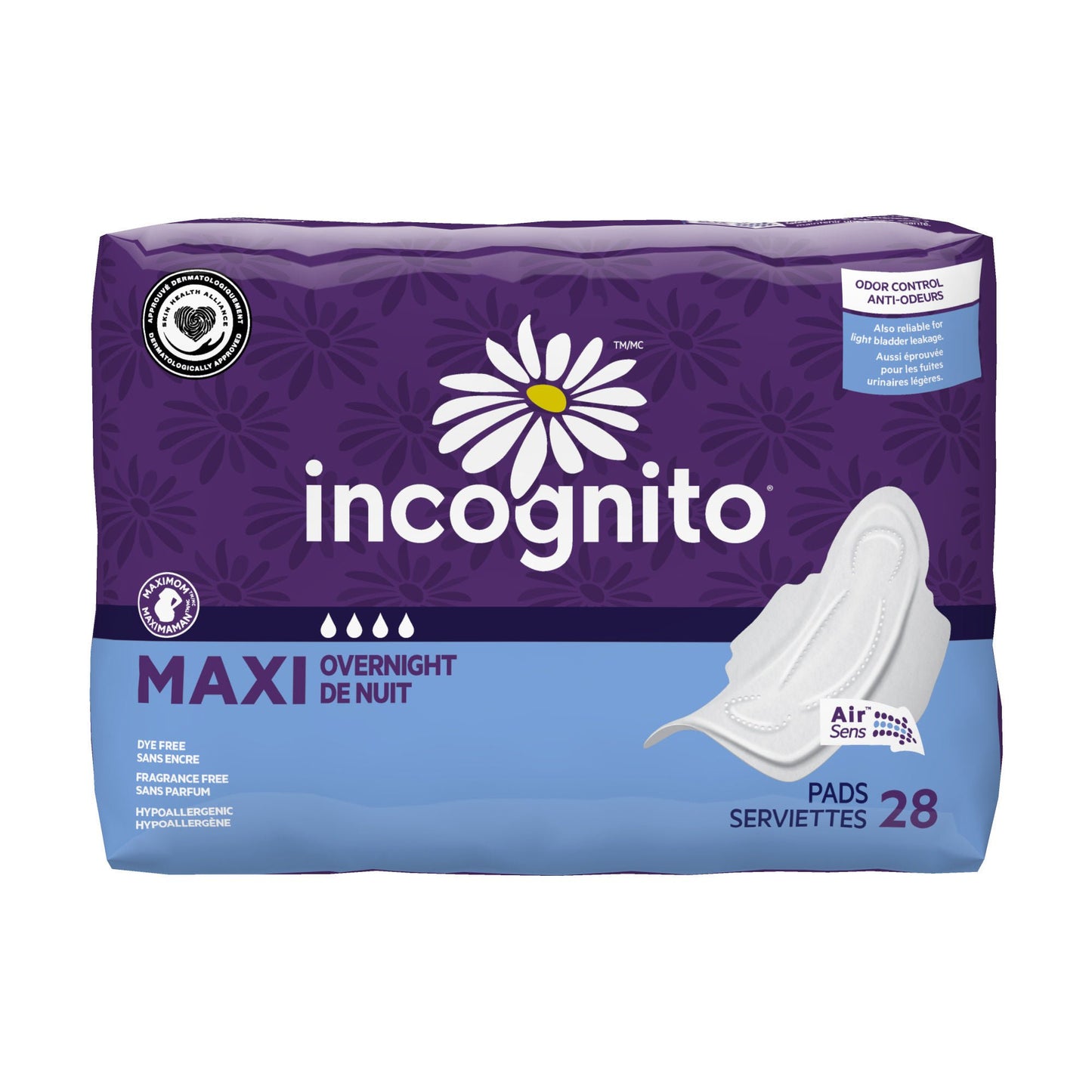 Incognito Feminine Pad Maxi with Wings / Overnight Heavy Absorbency