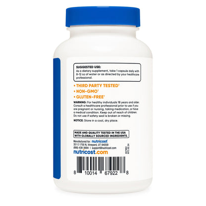 nutricost Folic Acid (Vitamin B9) Dietary Supplement Folate 1,000 mcg Strength Capsule