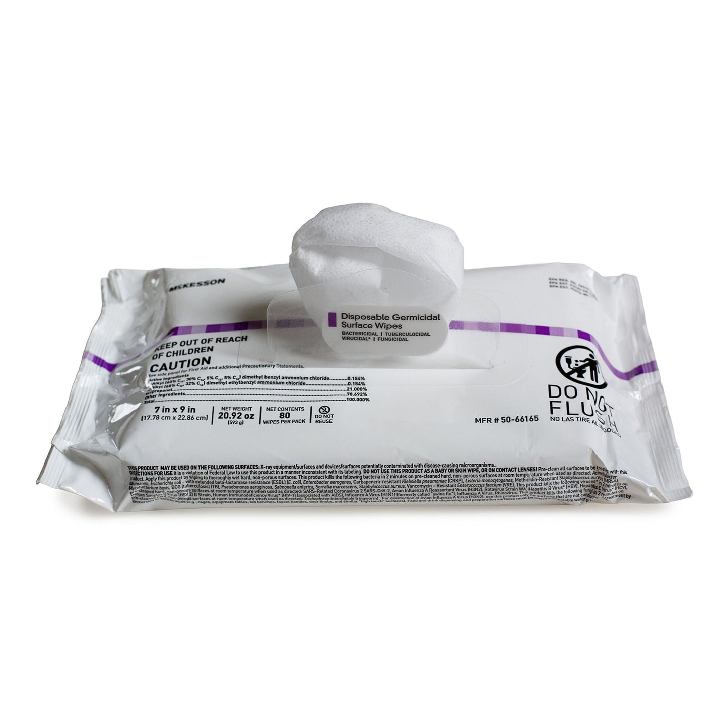 McKesson Premoistened Germicidal Wipe Surface Disinfectant Cleaner