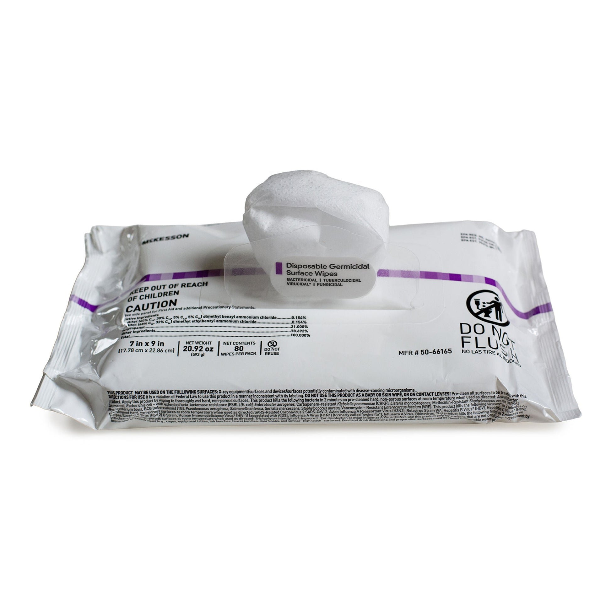 McKesson Premoistened Germicidal Wipe Surface Disinfectant Cleaner