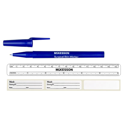 McKesson Skin Marker with Ruler and Labels Gentian Violet Ink Sterile Full Size Fine Tip – Box of 50