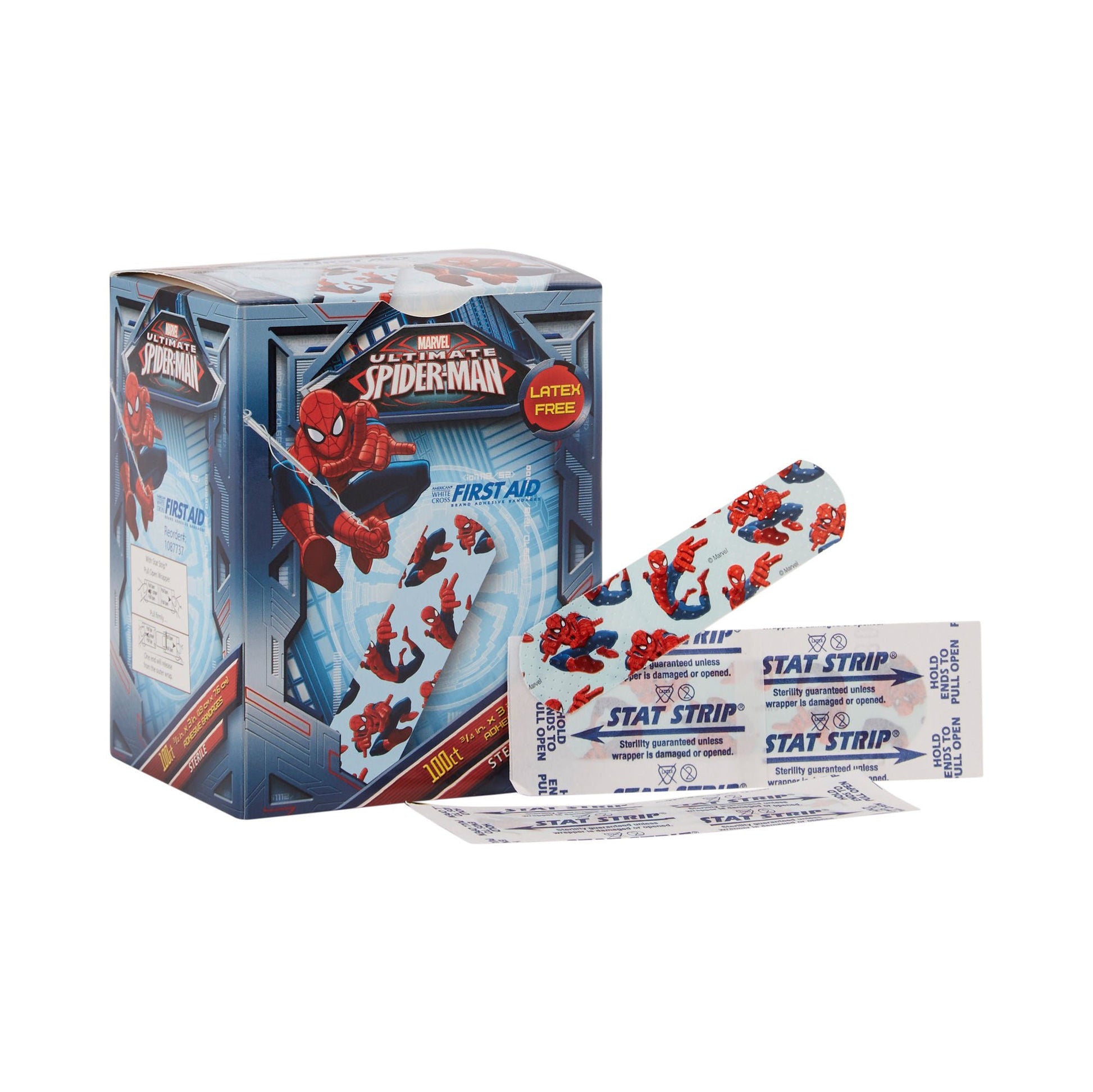 American White Cross Stat Strip Adhesive Strip, Spider-Man Design