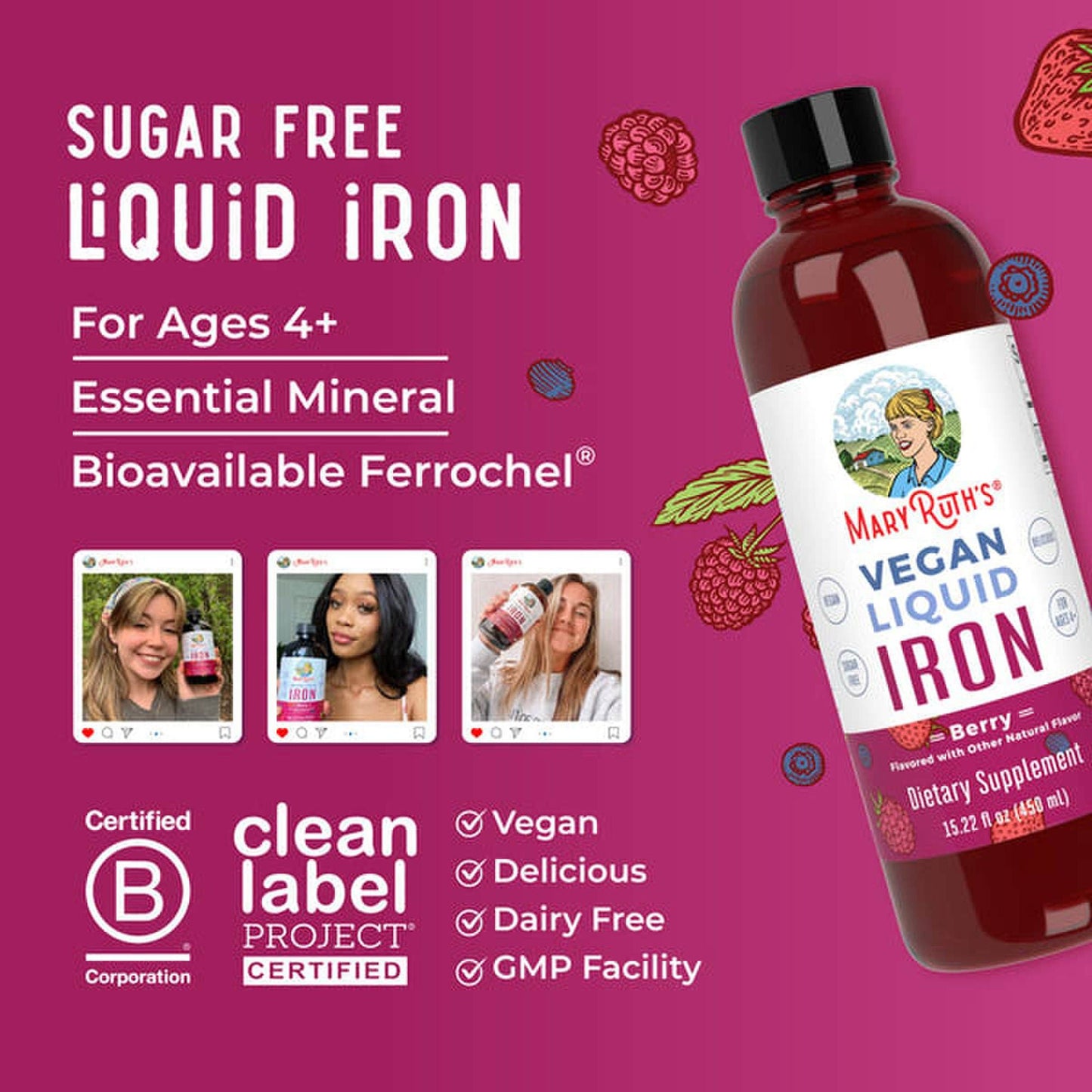 Mary Ruth's® Vegan Liquid Iron for Metabolism, Cellular Health, Overall Wellness