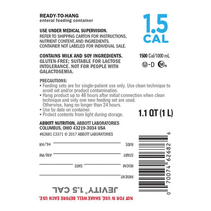 Jevity 1.5 Cal Tube Feeding Formula, Ready to Hang Carton